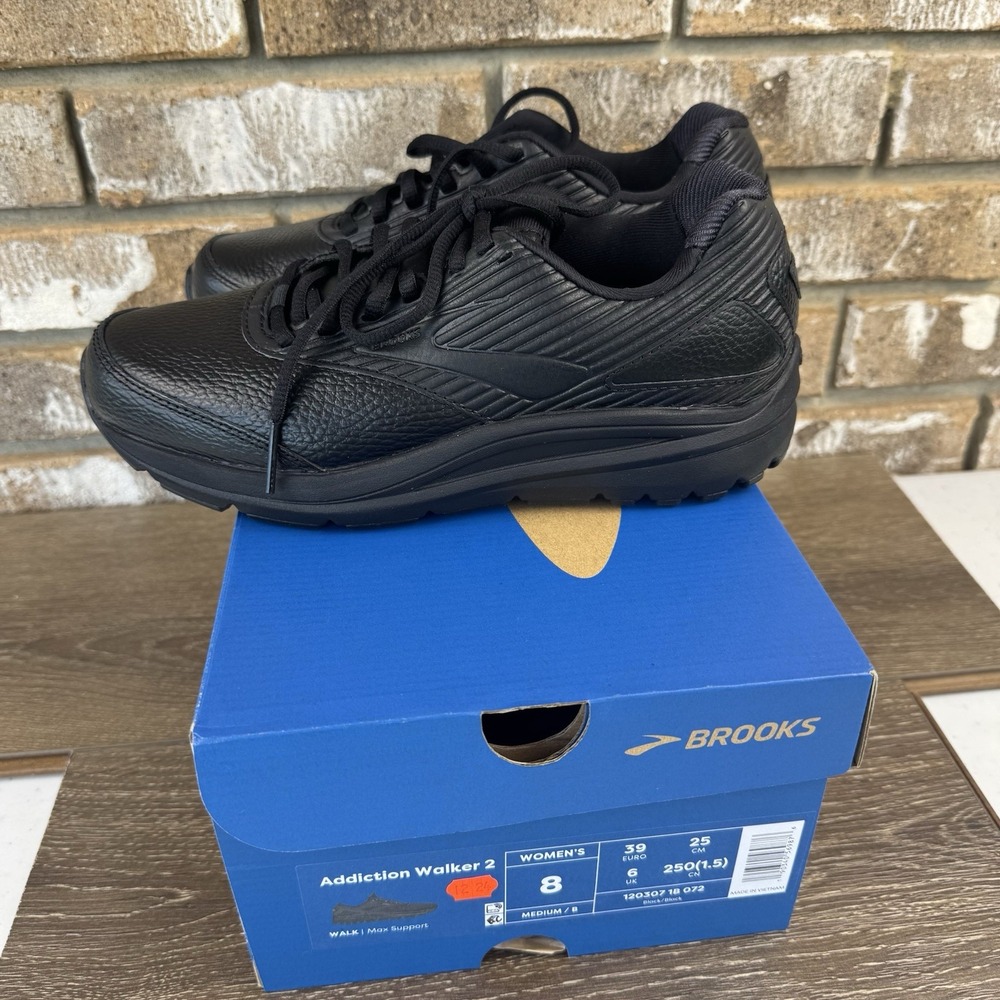 Brooks Addiction Walker 2 Shoes Black Walking Sneakers Women's Sz 8B